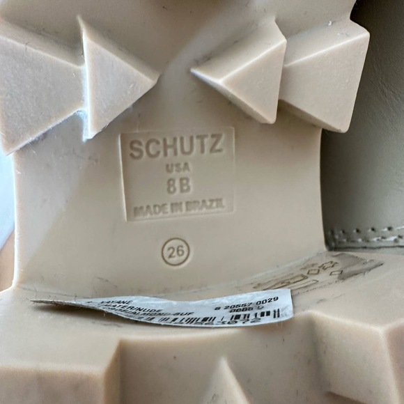 Schutz Xayane Womens Boot Lace up Combat Style Block Heel Almond Cream Size 8B - Picture 9 of 11